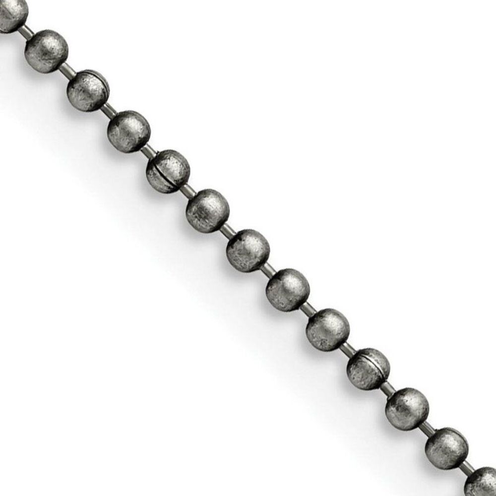 2mm Stainless Steel Antiqued Ball Chain Necklace, 24 Inch